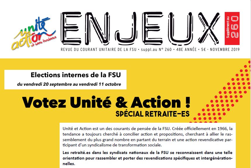 Enjeux spécial retraité·es : Votez Unité & Action