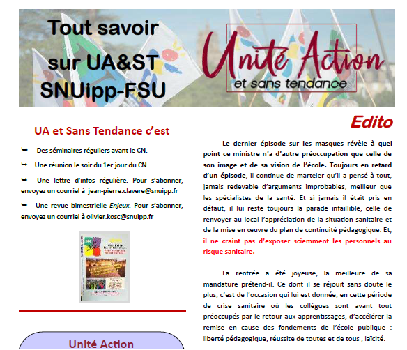 Bulletin UA&ST septembre 2020