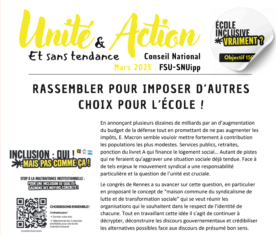 Rassembler pour imposer d’autres choix pour l’école !