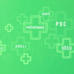 croix de pharmacie et mots PSC prevoyance sécu...