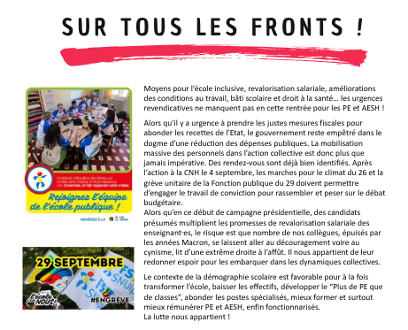 Edito : Sur tous les fronts !